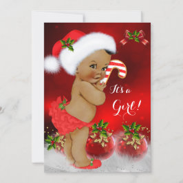 Söt röd vit jul bebis shower flicka etnisk inbjudningar