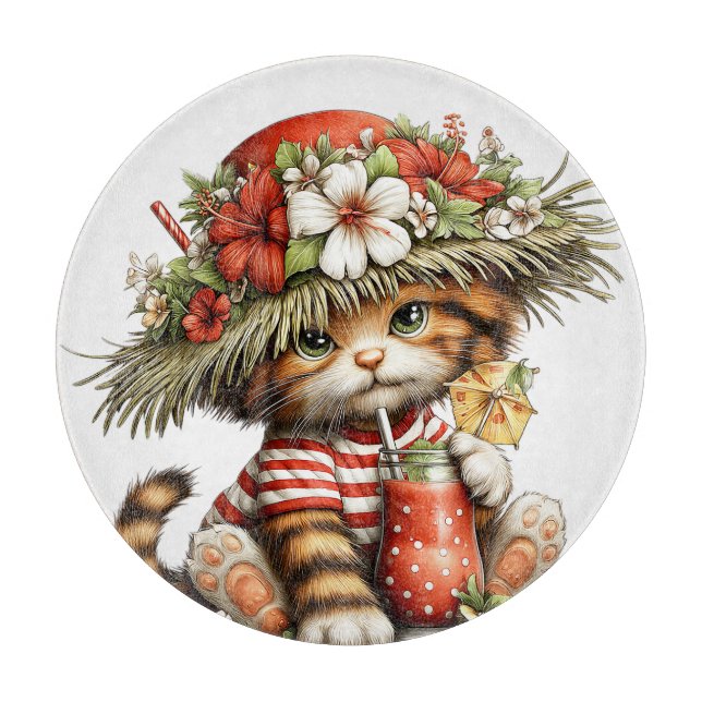 SÖT RÖD & VIT SOMMAR TEMA KATT (Framsidan)
