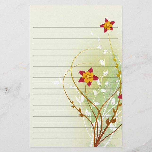 söt röda blommor på mjuk grönt papper (Framsida)
