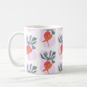 Söt Rödbeta och Morot Tecknad Mönster Kaffemugg