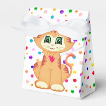 Söt rödbrun randig katt & konfetti tack