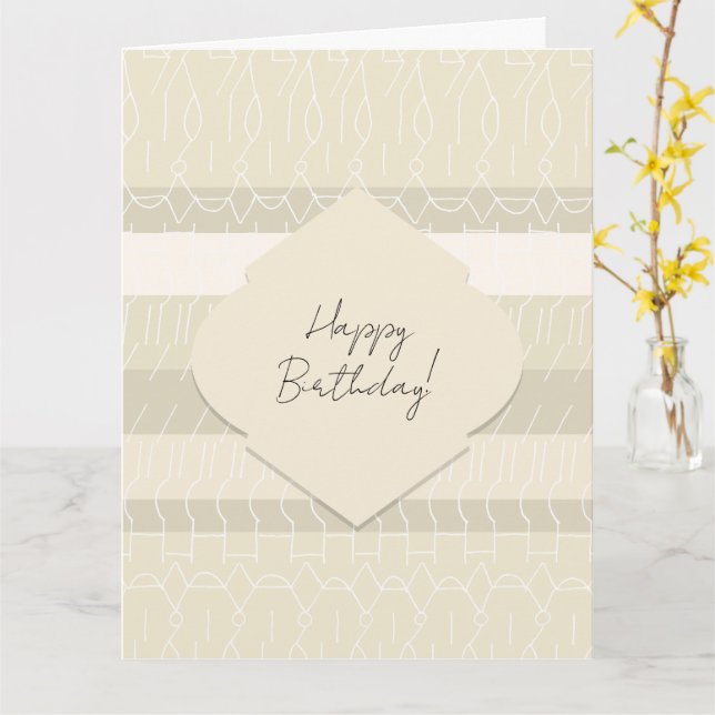 Söt Rödfärgad Beige Geometrisk Mönster Kort (Gul blomma)