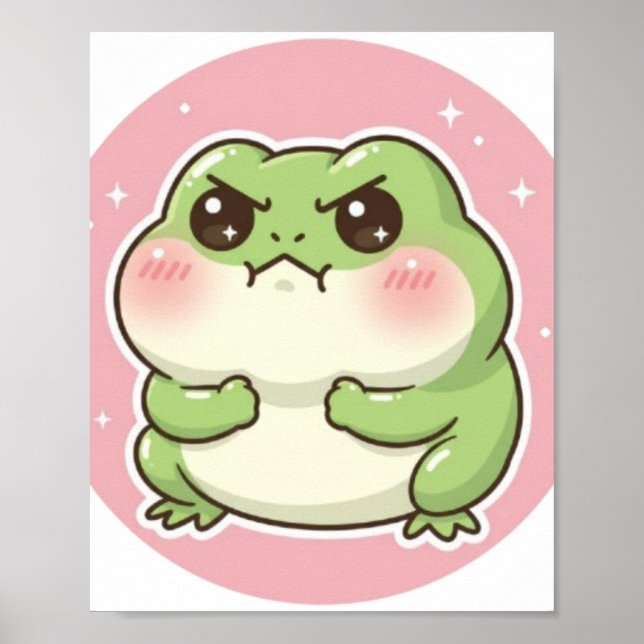 Söt Rödfärgad Groda Poster Kawaii Groda Estetik  (Framsidan)