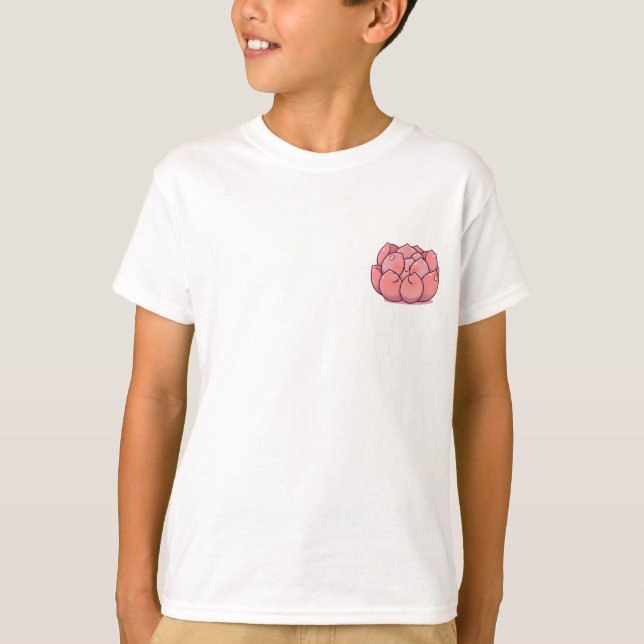 Söt Rödfärgad Pionblomma Barn T Shirt (Framsida)
