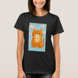 Söt rödhårig katt med blå himmel och rosa moln t shirt