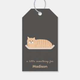 Söt rödhårig katt presentkort med kattsmöblerdesig presentetikett
