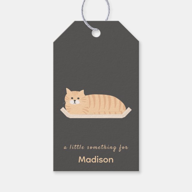 Söt rödhårig katt presentkort med kattsmöblerdesig presentetikett (Framsidan)