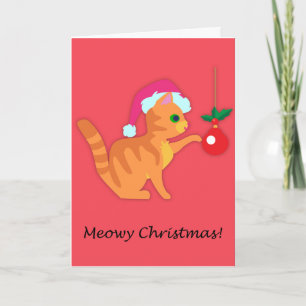 Söt rödhårig kattunge jul kort