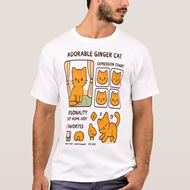 Söt rödkatt uttryckschartor t-shirt (Framsida)