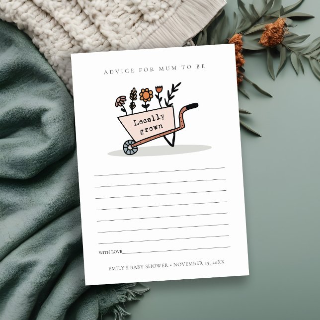 Söt rodnad blomsterkärra råd för mamma baby shower tilläggskort (Skapare uppladdad)