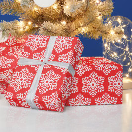 Söt rödvit julklapp i snöflingor presentpapper