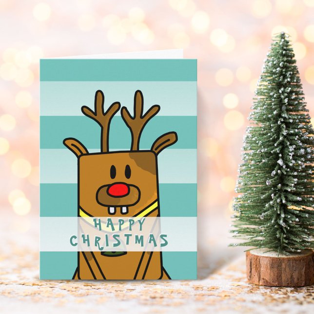 Söt Rolig Älg Ren Ritning Glad Jul Kort (Skapare uppladdad)