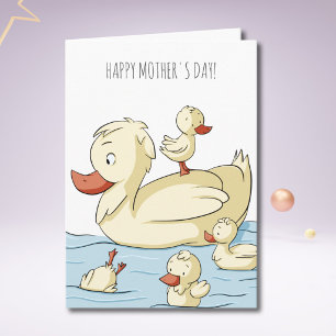 Söt Rolig Anka Familj Mors Dag Kort