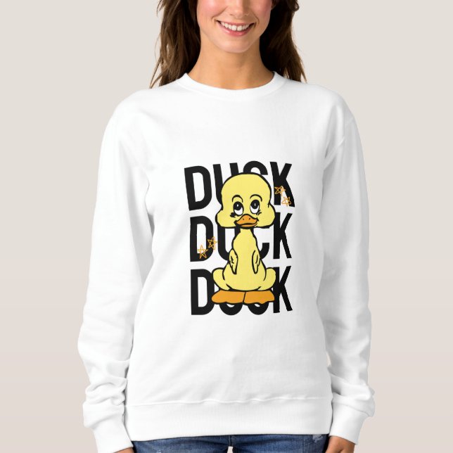 Söt rolig anka kvinnors sweatshirt t shirt (Framsida)