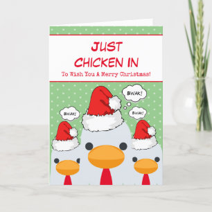 Söt Rolig Bara Kyckling I God Jul Helgkort