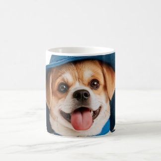 Söt Rolig Blå Hatt Glad Hund Kaffemugg