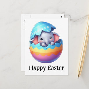 Söt Rolig Easter Bebis Elefant Vykort