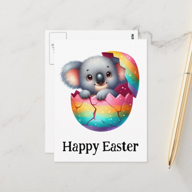 Söt Rolig Easter Bebis Koala Björn Vykort (Fram/Back In Situ)