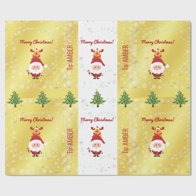 Söt Rolig Elegant Rudolf Tomte Personlig Jul Presentpapper (Platt)