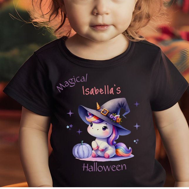 Söt Rolig Enhörning Tjej Halloween med Namn T Shirt (Skapare uppladdad)
