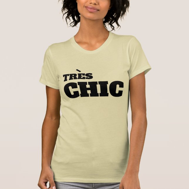 Söt, rolig fransk, chic tres fabu, höftbildsdesign t shirt (Framsida)