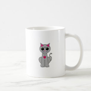 Söt Rolig Glad Grå Katt Kaffemugg