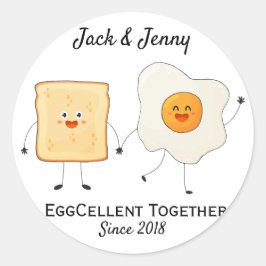 Söt Rolig Glad Toast Eggcellent Tillsammans Runt Klistermärke