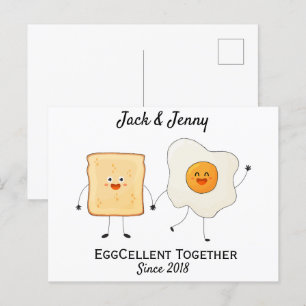 Söt Rolig Glad Toast Eggcellent Tillsammans Vykort