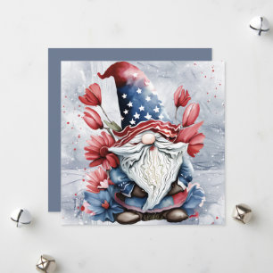 Söt rolig Gnome Gonk med stjärnor & randig mössa Julkort