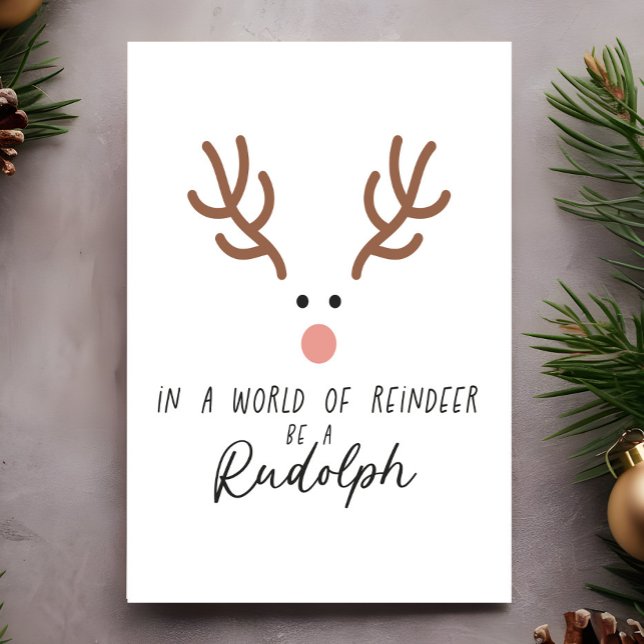 Söt Rolig God Jul Rudolf Vykort (Skapare uppladdad)