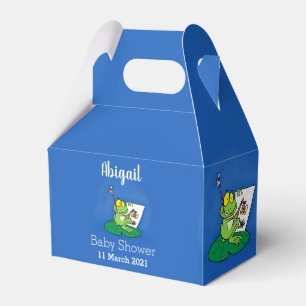 Söt rolig grön groda serieillustration presentaskar