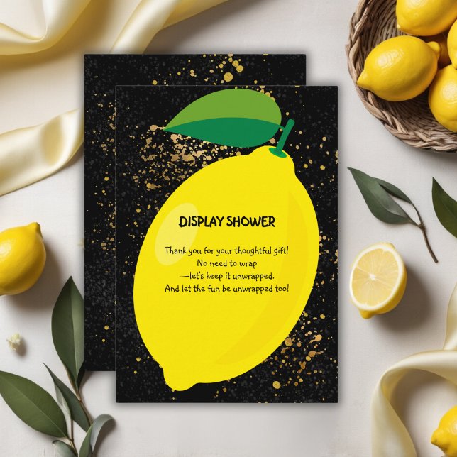 Söt Rolig Gul Citron Guld Glitter Babyfest Tilläggskort (Skapare uppladdad)