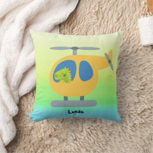 Söt, rolig, gult-helikopter DIY Namn Kudde