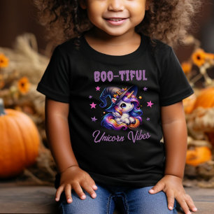 Söt Rolig Halloween Enhörning Boo-tiful Vibes Tjej T Shirt