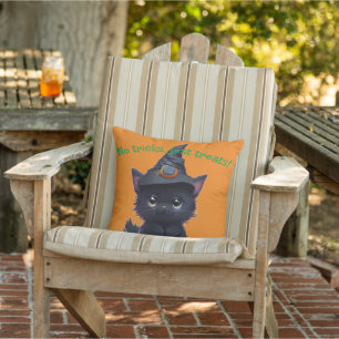Söt rolig Halloween svart katt Kudde