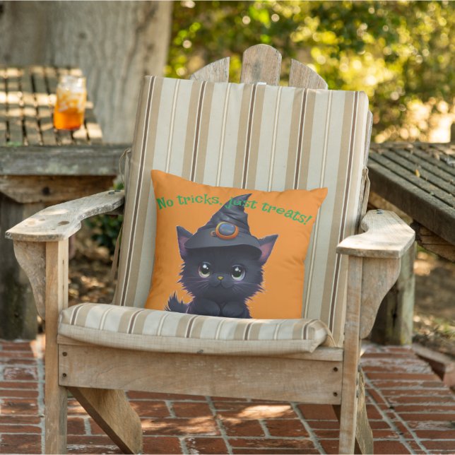 Söt rolig Halloween svart katt Kudde (Stol)