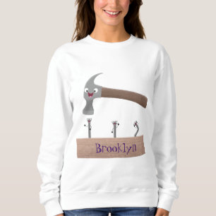 Söt, rolig hammare och spikar serieillustration  t shirt