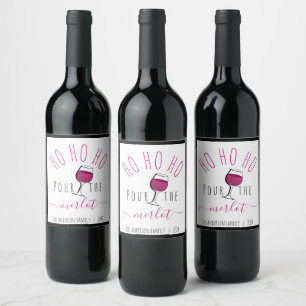 Söt Rolig Ho Ho Ho Häll upp Merlot-vinet Vinflaska Etikett