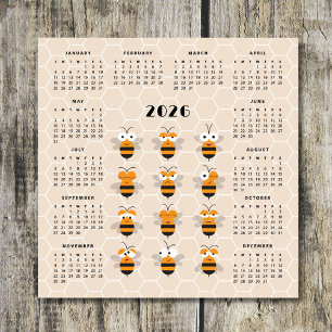 Söt Rolig Honungsbi Bikupa Kalender 2026