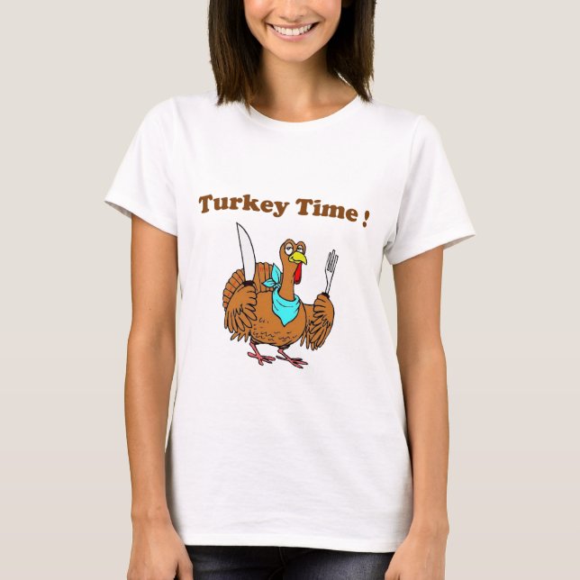 Söt Rolig Kalkon Tacksgiving Tee (Framsida)