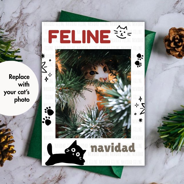 Söt Rolig Katt Julkort för Kattälskare (Skapare uppladdad)