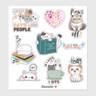 Söt & rolig katt kawaii vinyl dekaler paket