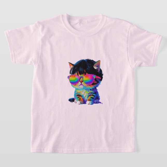 Söt Rolig Katt (Målning Nr. 1) T Shirt (Laydown)