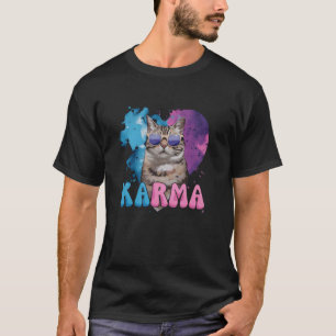 Söt Rolig Kattälskare Hjärtformad Karma Vapor Wave T Shirt