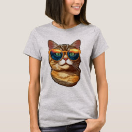 Söt Rolig Kattunge Katt Som Har Solglasögon Kattäl T Shirt
