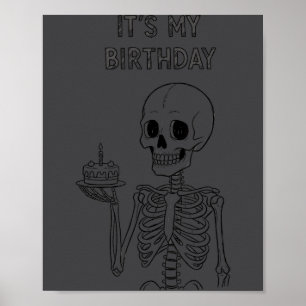 Söt Rolig Kawaii Skelett Födelsedag Skalle Glad Kv Poster