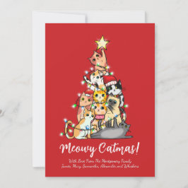 Söt Rolig Meowy Catmas Julgran Julkort