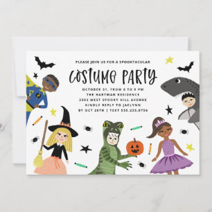 Söt Rolig Modern Halloween Kostym Festinbjudan Inbjudningar