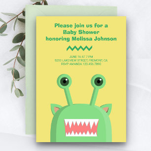 Söt Rolig Monster Baby Shower Inbjudningar