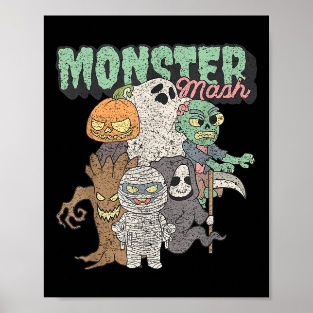 Söt Rolig Monster Mash Frankenstein Skräckfilmer Poster (Framsidan)